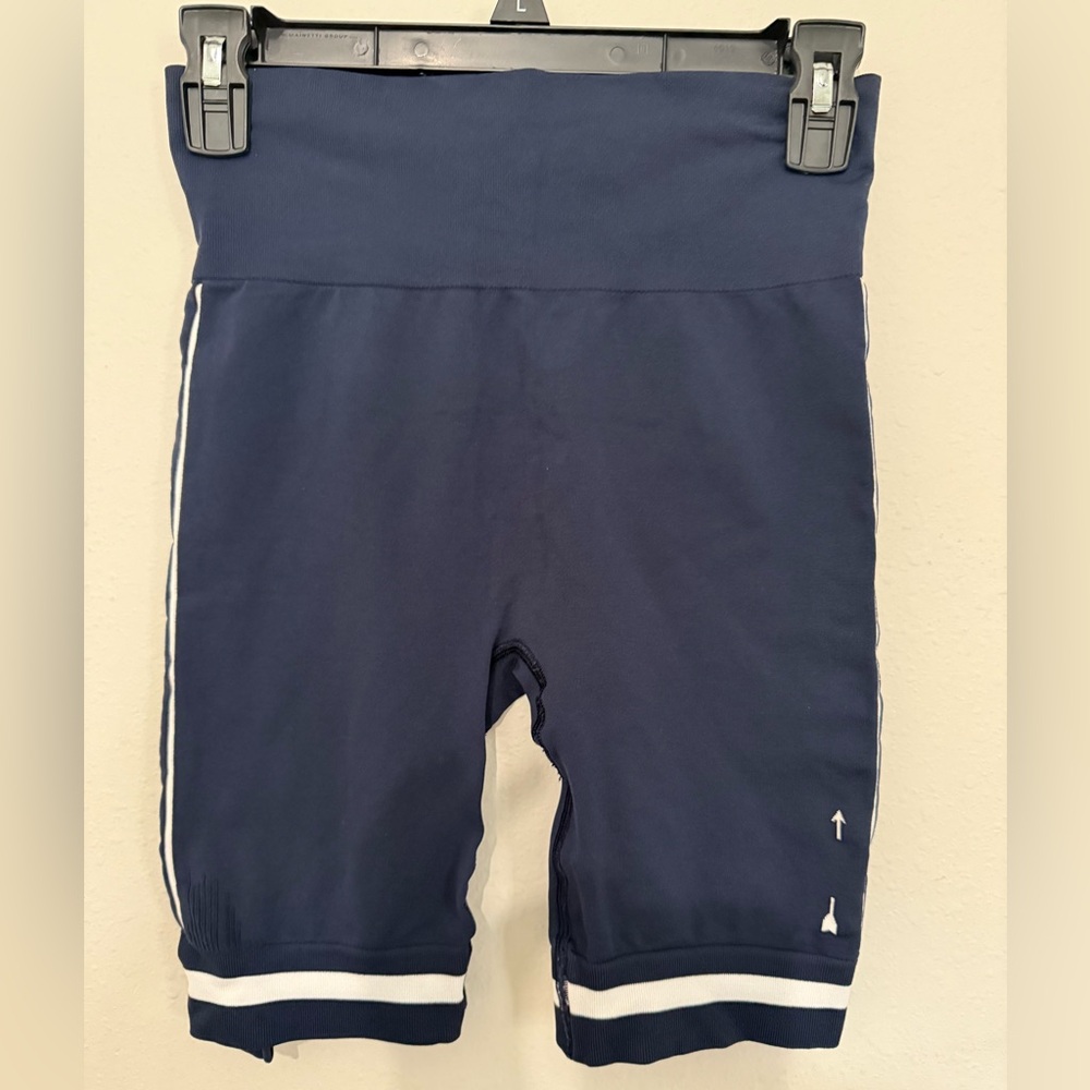 The Upside Blue and White Leggings with Sporty Stripes